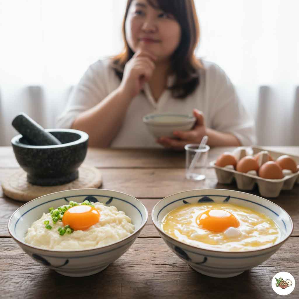 とろろに卵を入れるか入れないか 【栄養と安全】