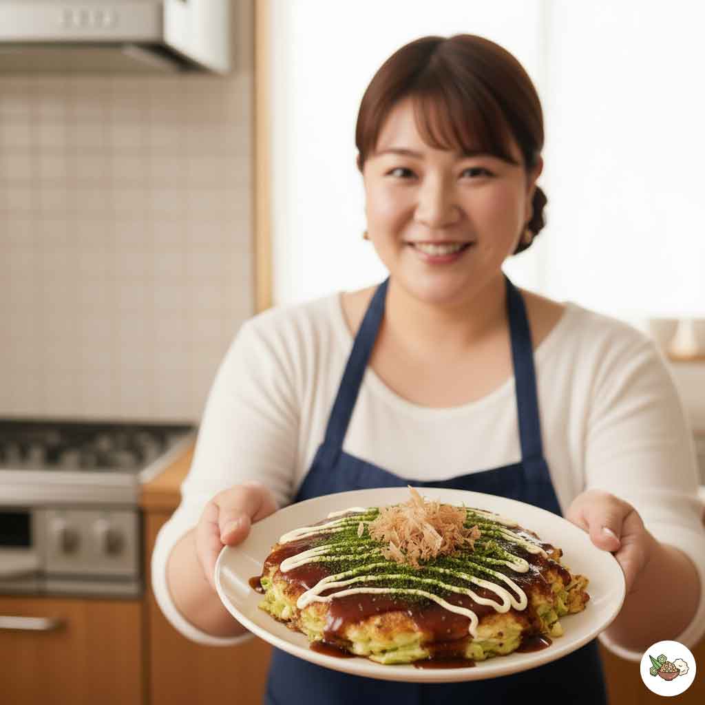 変色とろろの加熱レシピ:お好み焼き