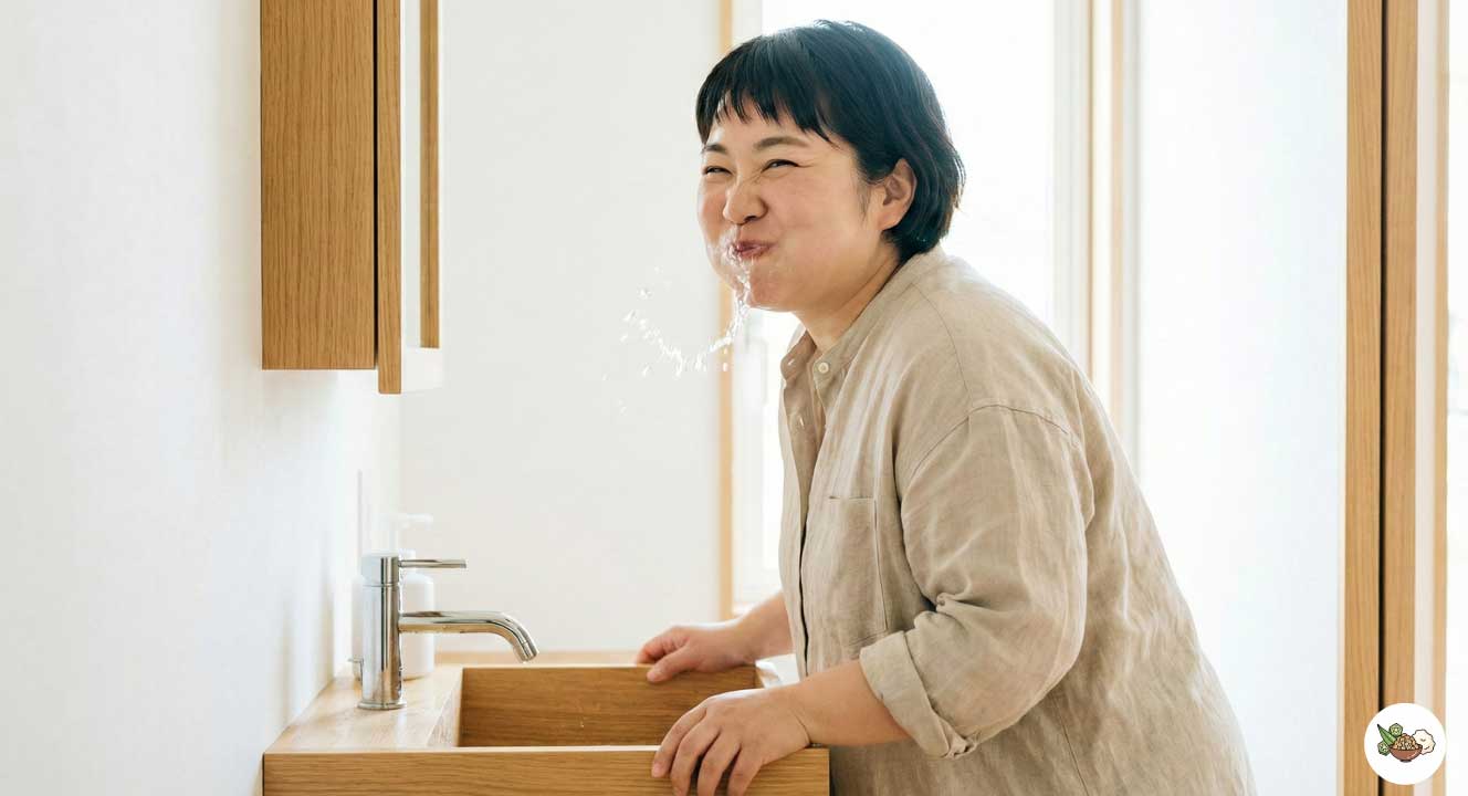 水うがいで汚れを物理的に除去する